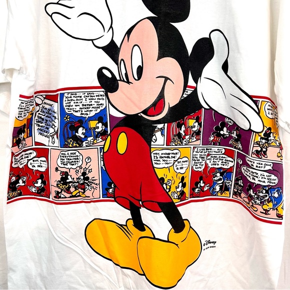 Vtg Disney Mickey Mouse Comic Strip Graphic T Shirt Size XL AOP NWT USA Velva - Picture 2 of 9